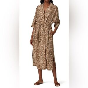 Victor Alfaro Leopard Print Button Front Midi Shirt Dress Belted Oversized M